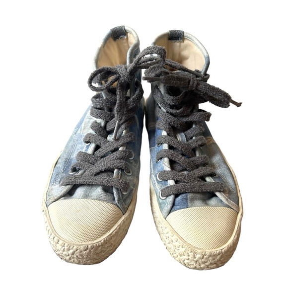 Acne Studios HIGH TOP SNEAKERS Patchwork Blue Pattern SZ41 EU= 9.5 US EUC - Picture 4 of 8